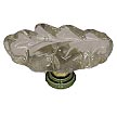 Cal Crystal Artx 2" (51mm) Glass Oak Leaf Cabinet Knob (Clear Glass/Antique Brass)