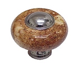 Cal Crystal Natural Marble 1-1/2" (38mm) Cabinet Knob - Polished Chrome Ferrule (Red)