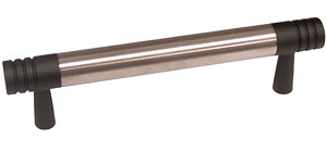 Colonial Bronze 3-1/2" (89mm) Center-to-Center Solid Brass Cabinet Pull (Matte Satin Black w/ Satin Nickel)