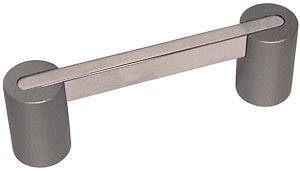 Colonial Bronze 3" (76mm) Center-to-Center Solid Brass Cabinet Pull (Matte Satin Chrome w/ Polished Chrome)