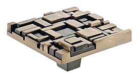 DuVerre Offset 2-1/2" (64mm) Square Cabinet Knob (Antique Brass)