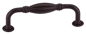 Emtek Tuscany Bronze 8" (203mm) Center-to-Center Fluted Fixed Cabinet Pull - (Flat Black)