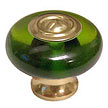 Exxel Decorative Hardware 1-7/16" (37mm) Accent Mushroom Cabinet Knob (Peridot/Polished Brass)
