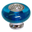 Exxel Decorative Hardware 1-7/16" (37mm) Accent Mushroom Cabinet Knob (Blue Topaz/Polished Chrome)