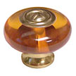 Exxel Decorative Hardware 1-7/16" (37mm) Accent Mushroom Cabinet Knob (Amber/Polished Brass)
