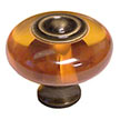 Exxel Decorative Hardware 1-7/16" (37mm) Accent Mushroom Cabinet Knob (Amber/Antique Brass)
