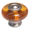 Exxel Decorative Hardware 1-7/16" (37mm) Accent Mushroom Cabinet Knob (Amber/Satin Nickel)