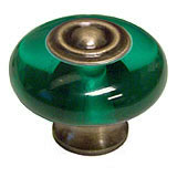 Exxel Decorative Hardware 1-7/16" (37mm) Accent Mushroom Cabinet Knob (Emerald/Antique Brass)