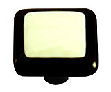 Hot Knobs Border 1-1/2" (38mm) Glass Cabinet Knob (Black Border French Vanilla)