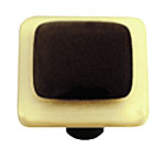 Hot Knobs Border 1-1/2" (38mm) Glass Cabinet Knob (French Vanilla Border Black)