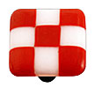 Hot Knobs Li'l Squares 1-1/2" (38mm) Glass Cabinet Knob (Brick Red White Squares)