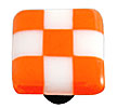 Hot Knobs Li'l Squares 1-1/2" (38mm) Glass Cabinet Knob (Opal Orange White Squares)
