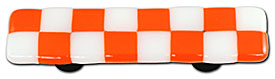Hot Knobs Li'l Squares 3" (76mm) Center-to-Center Glass Cabinet Pull (Opal Orange White Squares)