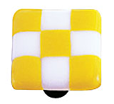 Hot Knobs Li'l Squares 1-1/2" (38mm) Glass Cabinet Knob (Sunflower Yellow White Squares)