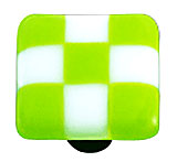 Hot Knobs Li'l Squares 1-1/2" (38mm) Glass Cabinet Knob (Spring Green White Squares)