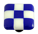 Hot Knobs Li'l Squares 1-1/2" (38mm) Glass Cabinet Knob (Cobalt Blue White Squares)