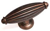 JVJ Hardware Classic 2-3/4" (70mm) Oblong Fluted Cabinet Knob (Old World Bronze)