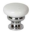 Lewis Dolin 1-1/4" (32mm) Mushroom Metal Cabinet Knob (Gloss White/Polished Chrome)
