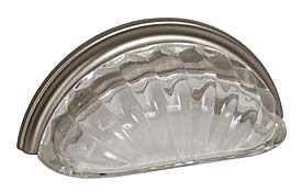 Lewis Dolin Melon Glass 3" (76mm) Center-to-Center Cabinet Cup Pull (Transparent Clear/Brushed Nickel)