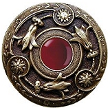 Notting Hill 1-3/8" (35mm) Red Carnelian Cabinet Knob (Antique Brass)