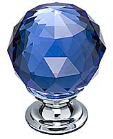 Top Knobs 1-3/8" (35mm) Crystal Cabinet Knob (Blue Crystal/Polished Chrome)