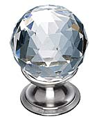 Top Knobs 1-1/8" (29mm) Crystal Cabinet Knob (Clear Crystal/Brushed Satin Nickel)