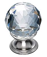 Top Knobs 1-3/8" (35mm) Crystal Cabinet Knob (Clear Crystal/Brushed Satin Nickel)