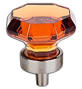 Top Knobs 1-3/8" (35mm) Octagon Crystal Cabinet Knob (Amber Crystal/Brushed Satin Nickel)