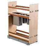 Century Walnut Creek 8-7/8" (225mm) Wide Pullout Base Cabinet Canister Organizer & Knife Block Insert w/Soft-Close (Walnut/Maple)