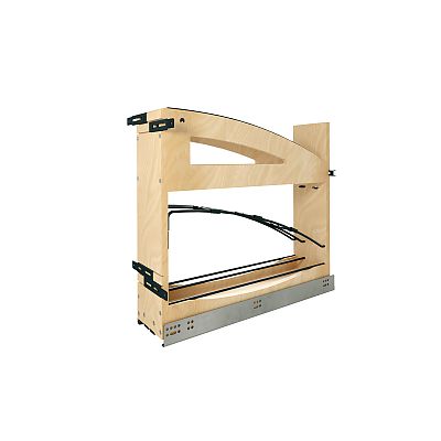 Rev-A-Shelf Craftsman Collection Solid Maple Base Cabinet Pullout w/ Tray Divider/Foil Wrap Holder, Black Accents and BLUM Soft-Close Slides for 9" Base Cabinets