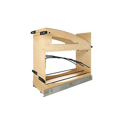 Rev-A-Shelf Craftsman Collection Solid Maple Base Cabinet Pullout w/ Tray Divider/Foil Wrap Holder, Black Accents and BLUM Soft-Close Slides for 12" Base Cabinets