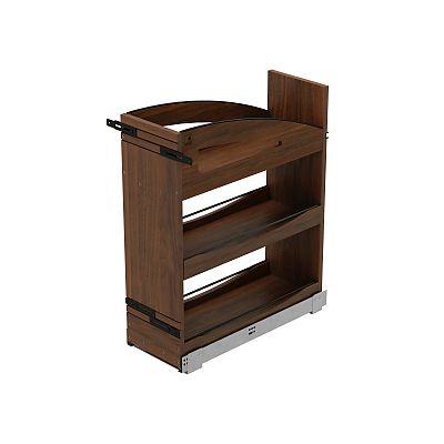 Rev-A-Shelf Craftsman Collection Solid Walnut Base Cabinet Pullout Organizer w/ Black Accents and BLUM Soft-Close Slides for 12" Base Cabinets
