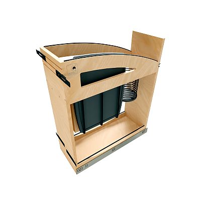 Rev-A-Shelf Craftsman Collection Solid Maple Knife Block Pullout Organizer w/ Black Accents and BLUM Soft-Close Slides for 12" Base Cabinets