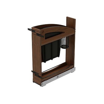 Rev-A-Shelf Craftsman Collection Solid Walnut Knife Block Pullout Organizer w/ Black Accents and BLUM Soft-Close Slides for 9" Base Cabinets