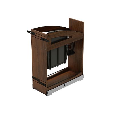 Rev-A-Shelf Craftsman Collection Solid Walnut Knife Block Pullout Organizer w/ Black Accents and BLUM Soft-Close Slides for 12" Base Cabinets