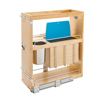 Rev-A-Shelf Natural Maple Bottom and Side Mount Knife Block/Utensil Pullout w/ BLUMOTION Soft-Close for 12" Face Frame