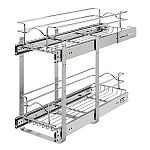 Rev-A-Shelf 9" W x 22" D Base Cabinet Pullout Chrome 2-Tier Wire Basket