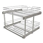 Rev-A-Shelf 24" W x 22" D Base Cabinet Pullout Chrome 2-Tier Wire Basket
