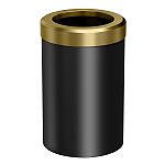 Gatco Latitude II Round Modern Waste Can (Matte Black & Brushed Brass)