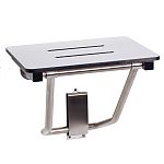 Seachrome 24in. x 15in. Bench Style Folding Shower Seat w/Lift Assist - (Stainless Steel/White Phenolic Seat)