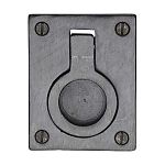 Ashley Norton Solid Bronze Front Mounted 2-1/2" (64mm) x 2" (51mm) Military Flush Ring Pull for Cabinets