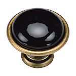 Ashley Norton Manzoni Dome Black Ceramic 1-3/8" (35mm) Cabinet Knob