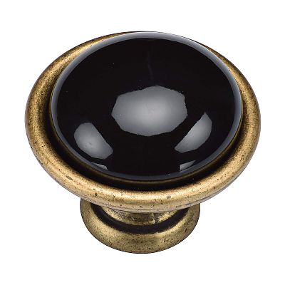 Ashley Norton Manzoni Dome Black Ceramic 1-5/8" (41mm) Cabinet Knob