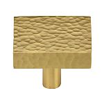 Ashley Norton Solid Brass Hammered Square 1-1/4" (32mm) Cabinet Knob