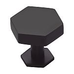 Ashley Norton Solid Brass Modern Hex 1-1/4" (32mm) Cabinet Knob with Rosette