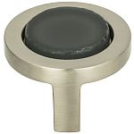 Atlas Homewares Spa 1-1/4" (32mm) Round Cabinet Knob (Off Black Glass Tile/Brushed Nickel)