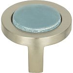 Atlas Homewares Spa 1-1/4" (32mm) Round Cabinet Knob (Blue Glass Tile/Brushed Nickel)