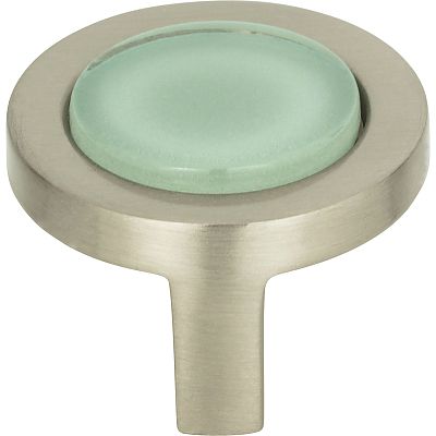 Atlas Homewares Spa 1-1/4" (32mm) Round Cabinet Knob (Green Glass Tile/Brushed Nickel)