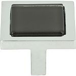 Atlas Homewares Spa 1-3/8" (35mm) Square Cabinet Knob (Off Black Glass Tile/Polished Chrome)
