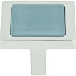 Atlas Homewares Spa 1-3/8" (35mm) Square Cabinet Knob (Blue Glass Tile/Polished Chrome)